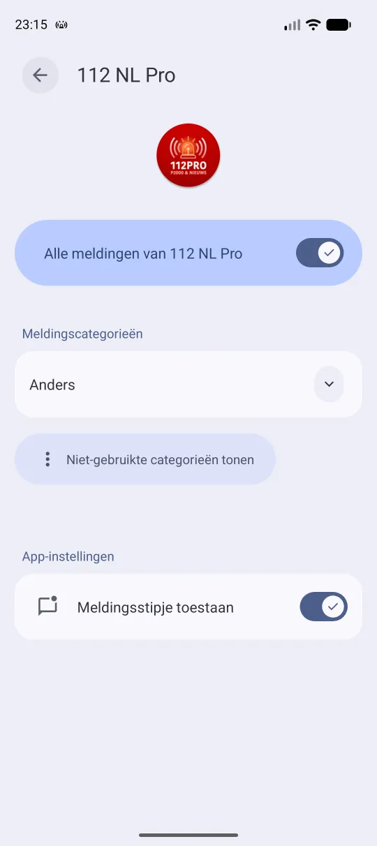 Android-systeeminstellingen voor een notificatiekanaal