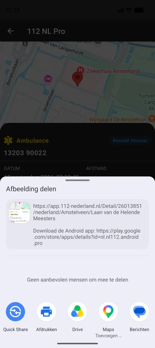 Deelmenu van het toestel met de gemaakte afbeelding