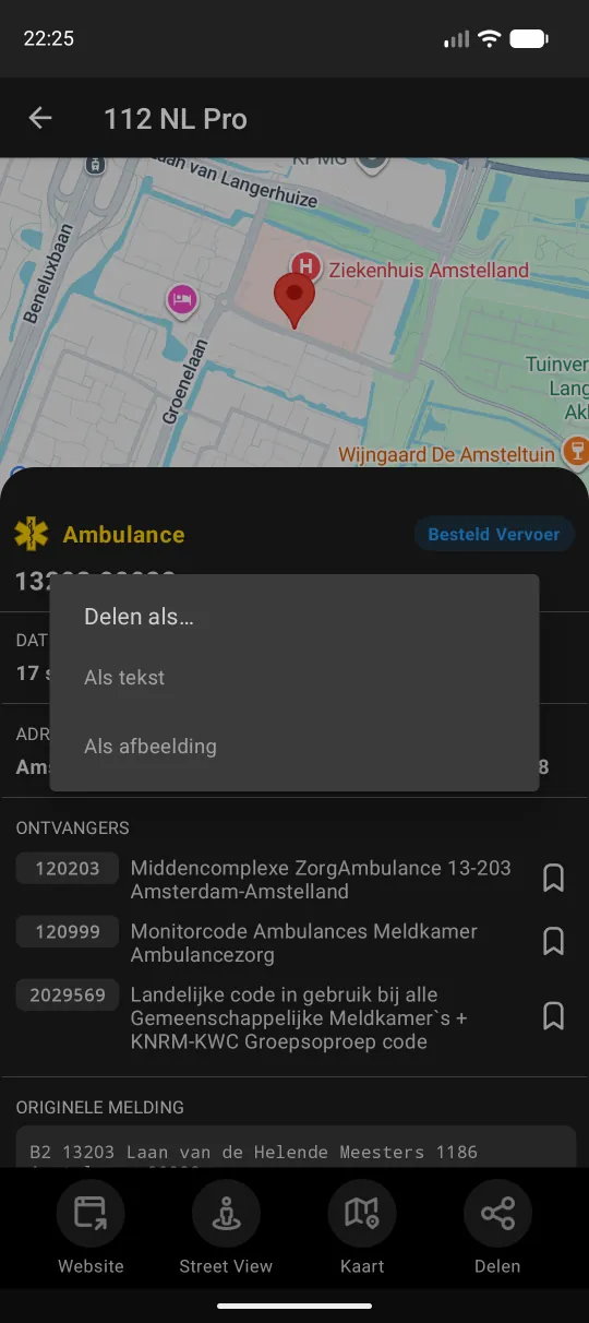 Keuzemenu Delen als tekst of als afbeelding