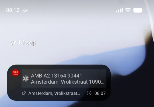 De 3x1-widget op een startscherm met een melding